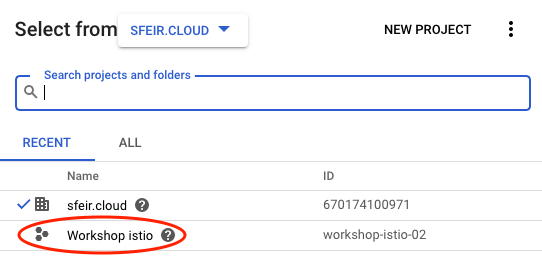 GCP project selector